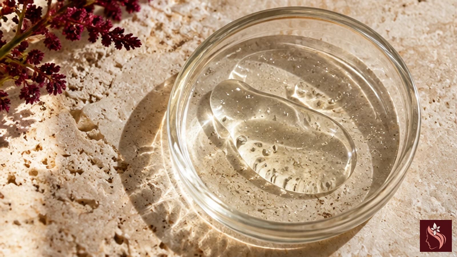 Clear and creamy shampoo textures in plain glass dishes